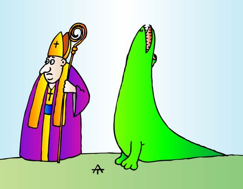 Pope and crocodile