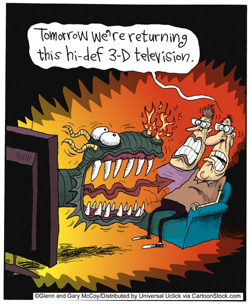 'Tomorrow we're returning this hi-def 3-D television.'