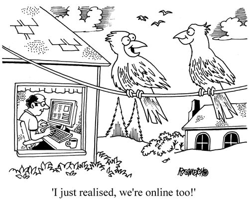 'I just realised, we're online too!'