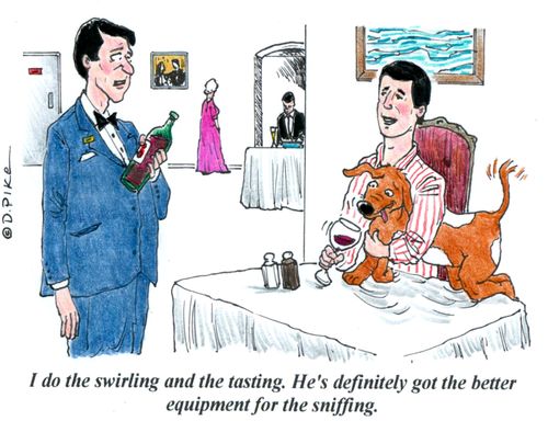 'I do the swirling and the tasting. He's definitely got the better equipment for the sniffing.'