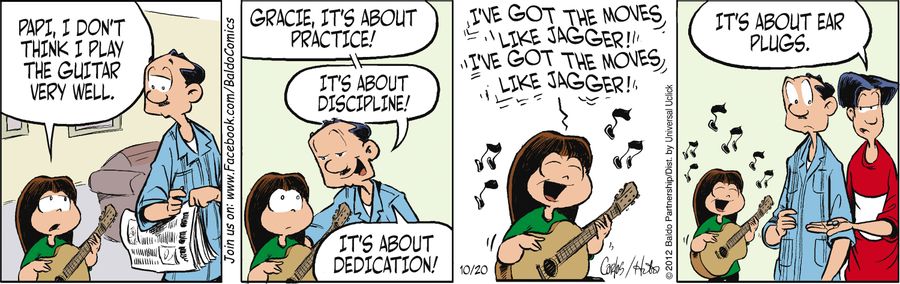 "Papi, I don't think I play the guitar very well."
