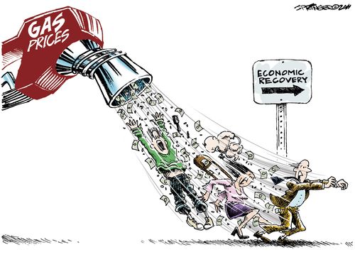Soaring gas prices suck the life out of a tenuous economic recovery.