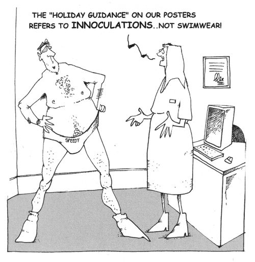 "The holiday guidance on our forms refers to inoculations, not swimwear!"