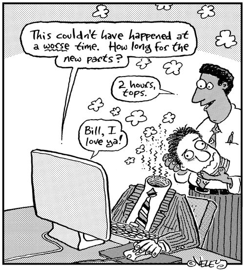 Computer requests replacement part for human operator.