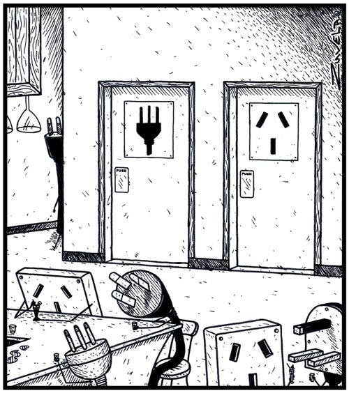  Male and Female Toilets for Electricity Plugs and Sockets