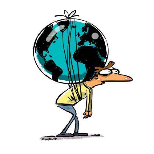 Man with world on his shoulders