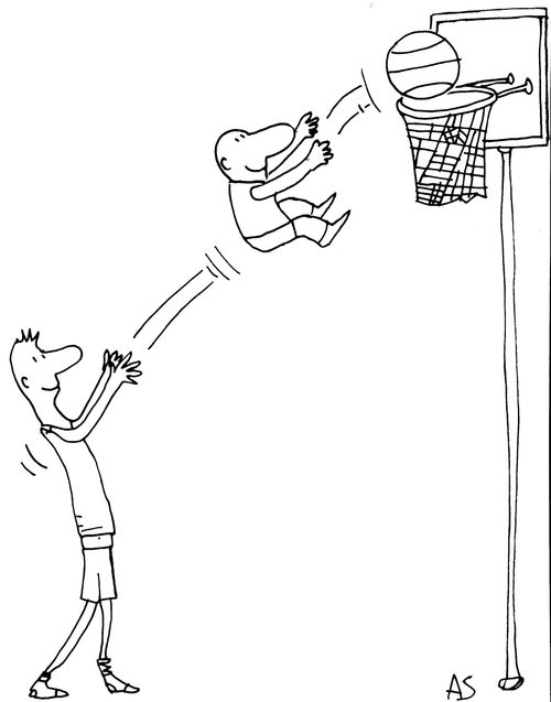 Basketball Players Working Together