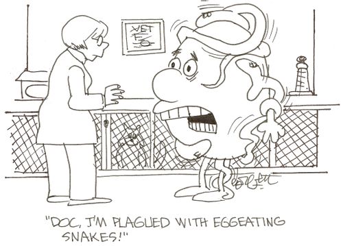 'Doc, I'm plagued with eggeating snakes!'