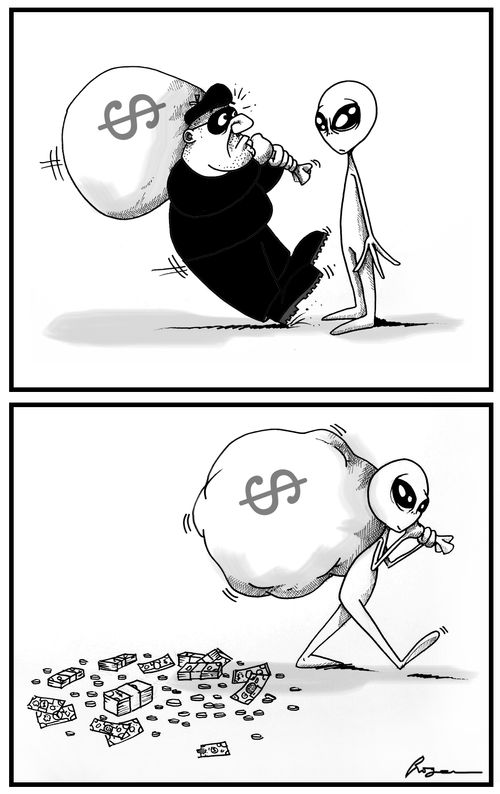 Alien abducts burglar