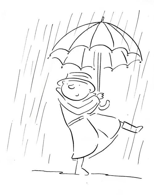 Happy in the rain.