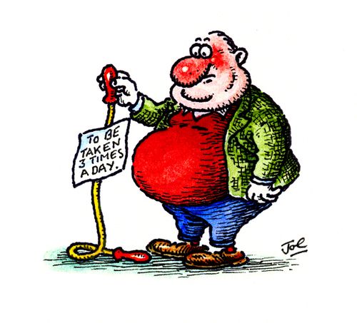 Overweight Man With Skipping Rope - To Be Taken 3 Times A Day.