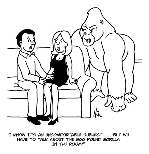 "I know it's an uncomfortable subject...but we have to talk about the 800 pound gorilla in the room!"