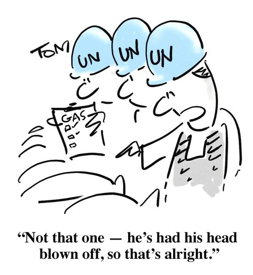 'Not that one - he's had his head blown off, so that's alright.'