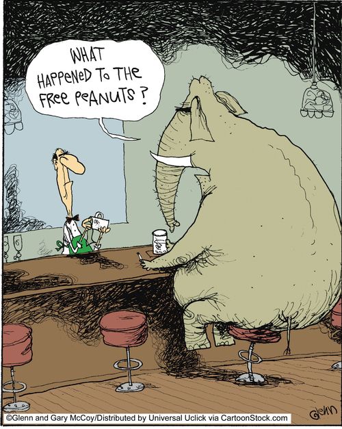 'What happened to the free peanuts?'