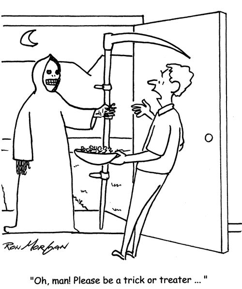 "Oh, man! Please be a trick or treater ... "