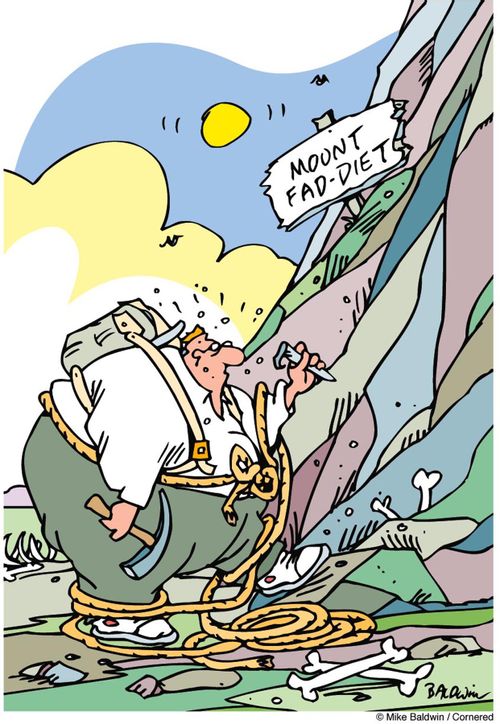 Man climbing Mount 'Fad-Diet'