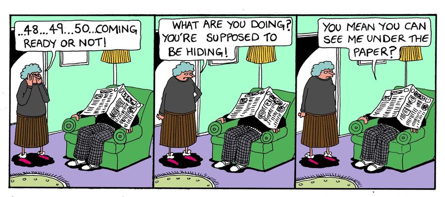 Elderly people's hide and seek.