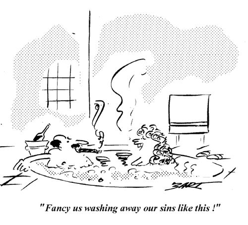 "Fancy us washing away our sins like this!"