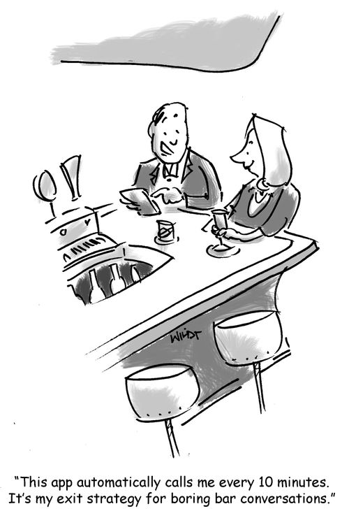 'This app automatically calls me every 10 minutes. It's my exit strategy from boring bar conversations.'