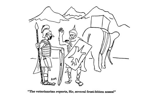 'The veterinarian reports, Sir, several frost-bitten noses!'
