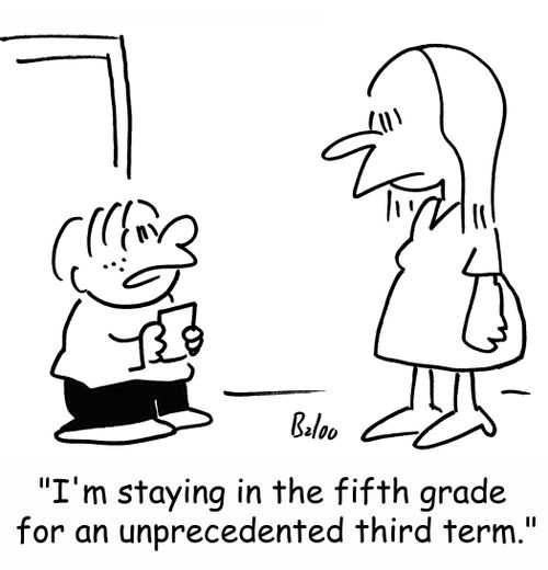 'I'm staying in the fifth grade for an unprecedented third term.'