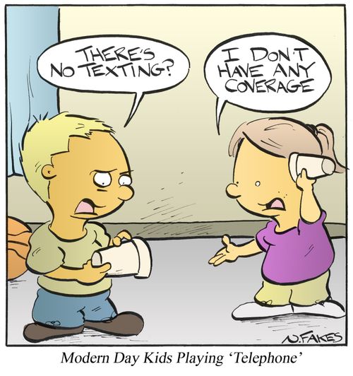 Modern Day Kids Playing 'Telephone'