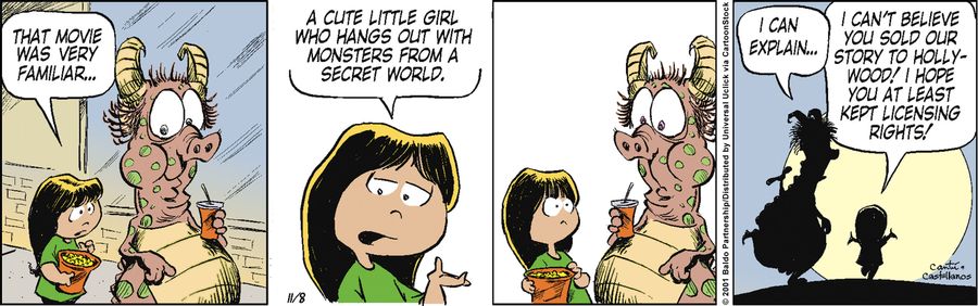 "That movie was very familiar...a cute little girl who hangs out with monsters from a secret world."