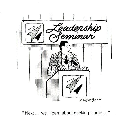 'Next... we'll learn about ducking blame.'