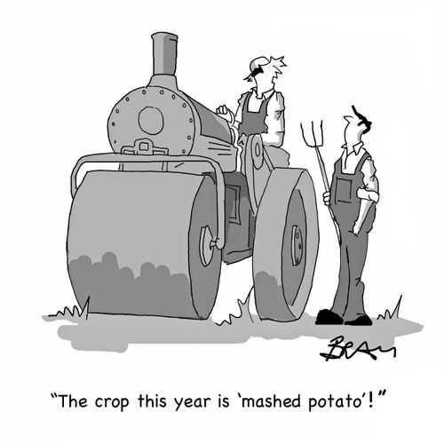 "The crop this year is 'mashed potato'!"