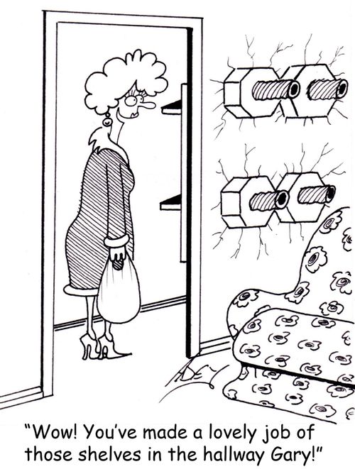 "Wow!  You've made a lovely job of those shelves in the hallway Gary!"