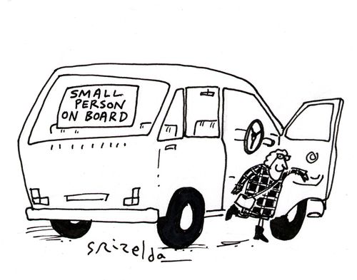 Small person on board sticker on car - Little old lady getting out