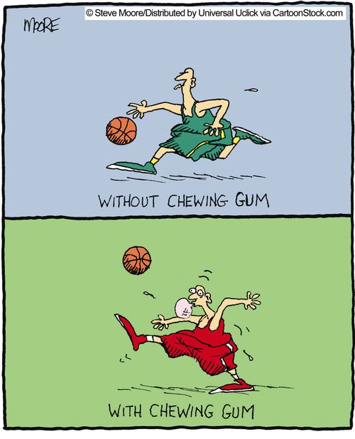 With and without chewing gum.