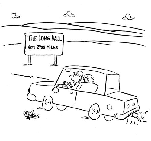 Travelers see billboard: 'The Long Haul ... Next 2700 Miles'