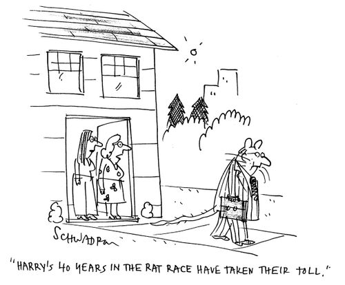 'Harry's 40 years in the rat race have taken their toll.'