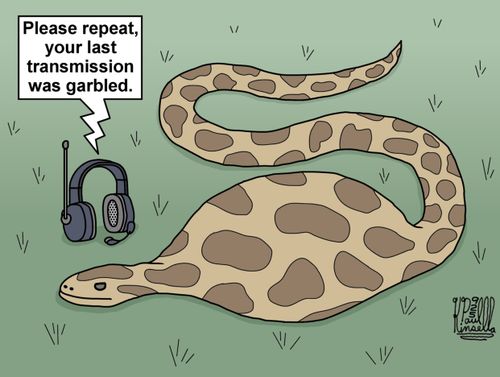 'Please repeat, your last transmission was garbled.'