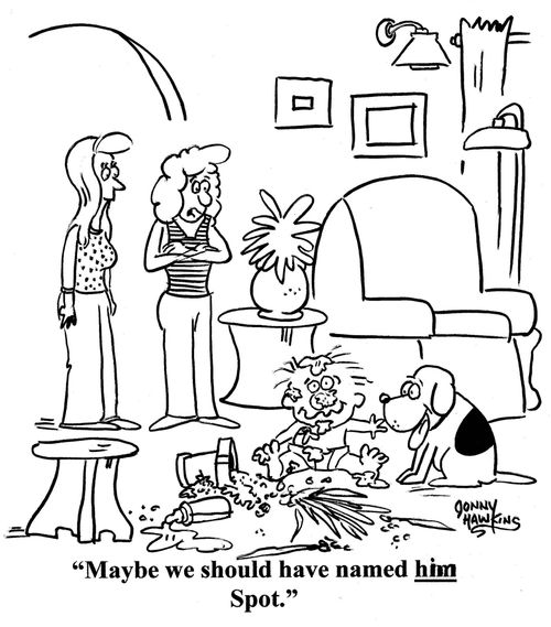 Lady to lady about messy kid: 'Maybe we should have named him Spot.'