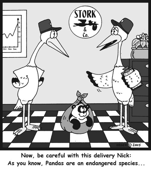'Now, be careful with this delivery Nick: As you know, Pandas are an endangered species...'