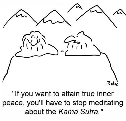 'If you want to attain true inner peace, you'll have to stop meditating about the Kama Sutra.'