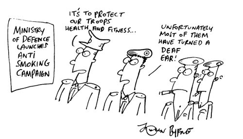 "Deaf ear" turned to 'Ministry of defence launches anti-smoking campaign'