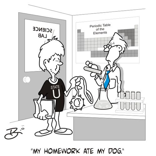 "My homework ate my dog."