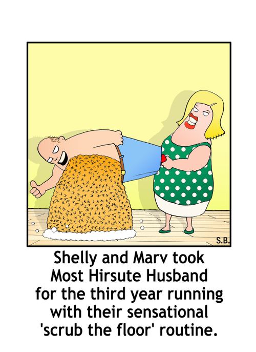 Shelly and Marv took Most Hirsute Husband for the third year running with their sensational 'scrub the floor' routine.