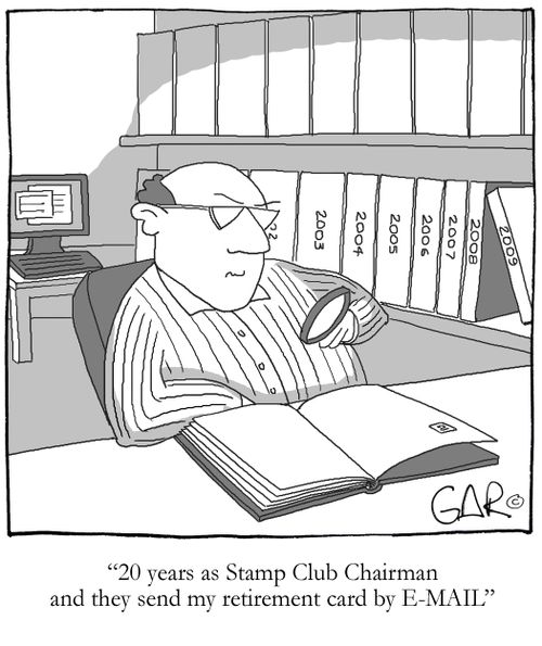 20 years as Stamp Club Chaorman and they send my retirement card by E-MAIL.