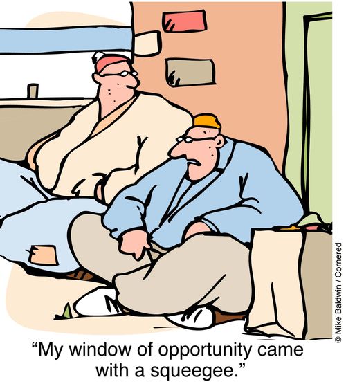 "My window of oportunity came with a squeegee."