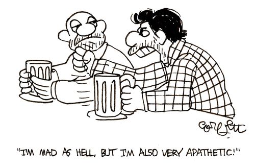 'I'm mad as hell, but also very apathetic.'