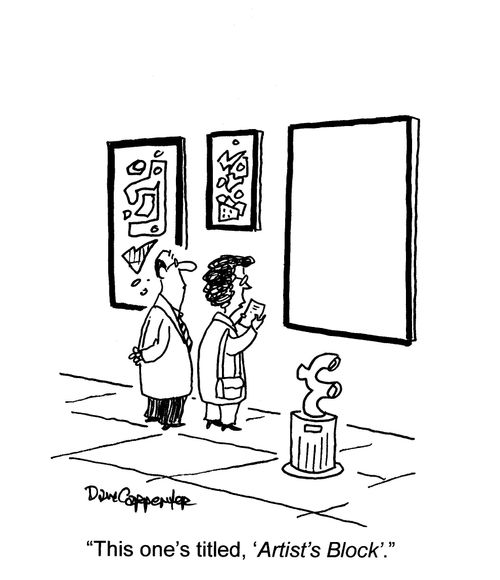 'This one's titled, 'Artist's Block'.'