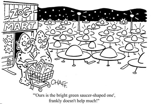 ''Ours is the bright green saucer-shaped one' frankly doesn't help much!'