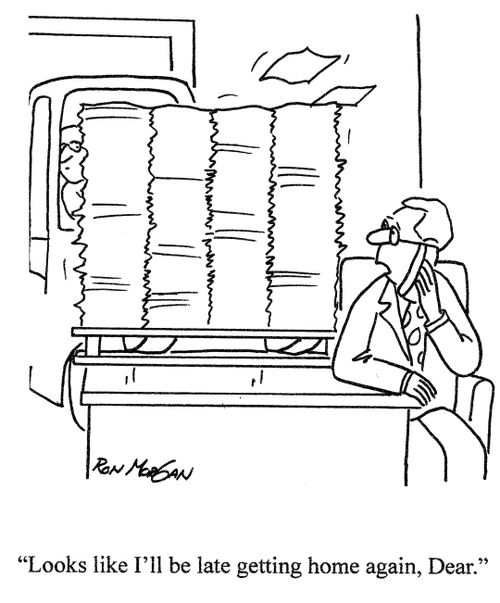 'Looks like I'll be late getting home again, Dear.'