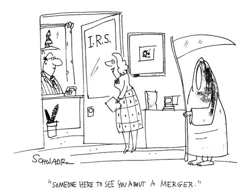 "Someone here to see you about a merger."