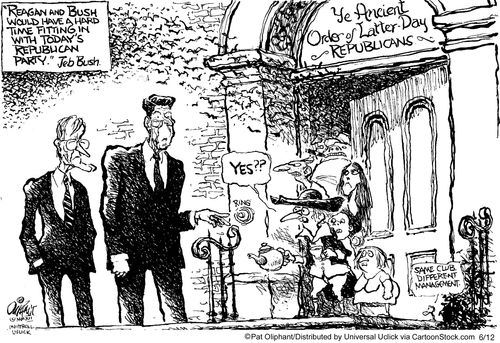Regan and Bush would have a hard time fitting in with today's Republican party.