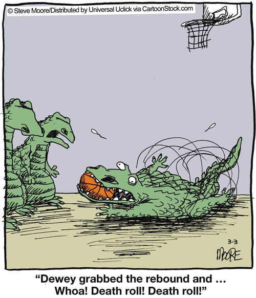 'Dewey grabbed the rebound and ... Whoa! Death roll! Death roll!'